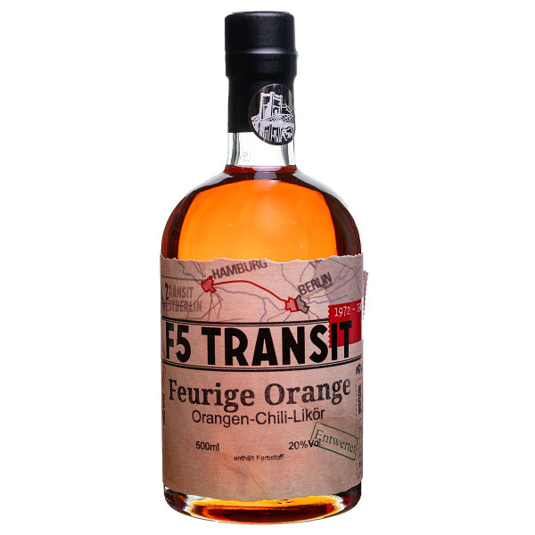 Feurige Orange Likör 0.5l (20%Vol) No. 5542 - Orange-Chili-Likör - F5 Transit (BRD-DDR)