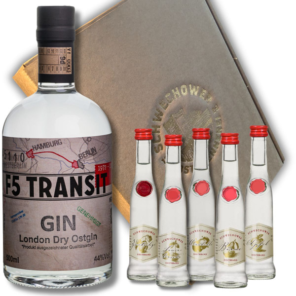 *Präsent GIN + 5 Kleine Schnäpse (Mix) im Geschenkkarton - Schnapsgeschenk